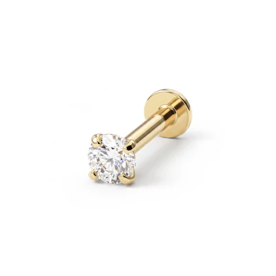 Labret din aur de 14K cu filet interior strălucitor