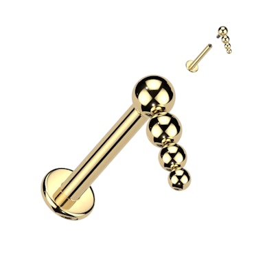 Labret din titan cu fir intern și vârf cu mărgele în cascadă