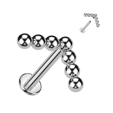 Labret din titan cu vârf în formă de V din bile