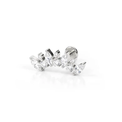 Labret din titan cu pietre cu tăietură marchiză și rotundă