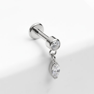 Labret din titan cu pandant marchiză