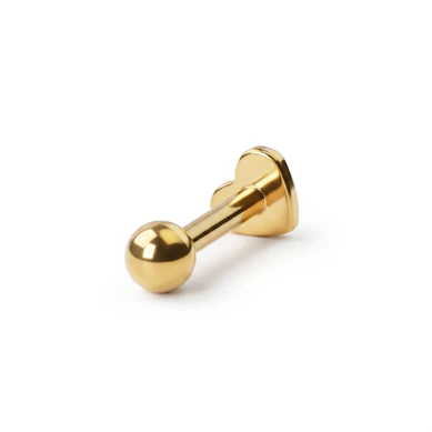 Labret din titan cu spate plat în formă de inimă