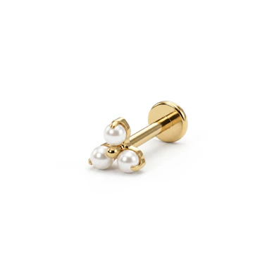 Labret delicat din titan cu trio de perle