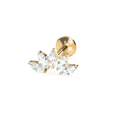 Labret curbat din titan cu 5 pietre