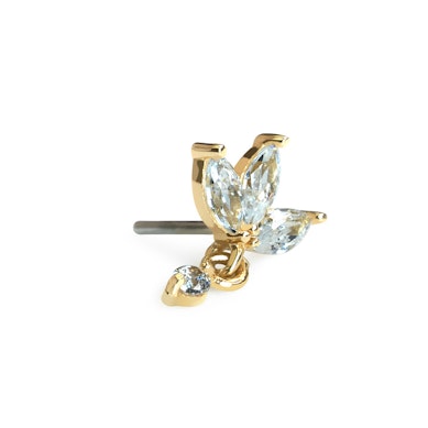 Vârf push-in din aur 14K cu floare de lotus și pandant