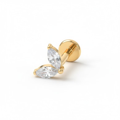 Labret din titan cu pietre gemene