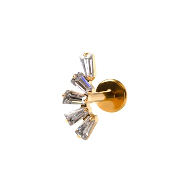 Labret din titan cu pietre tip baghetă