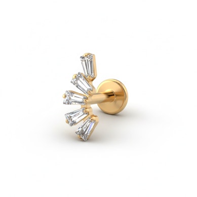 Labret din titan cu pietre tip baghetă