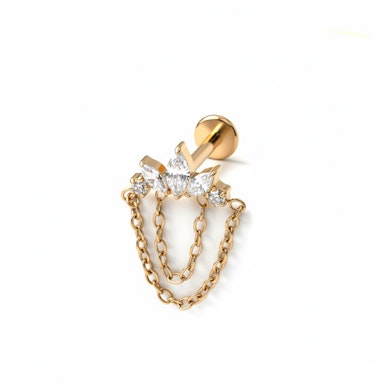 Labret din titan cu pietre și lanțuri