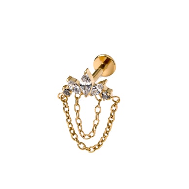 Labret din titan cu pietre și lanțuri