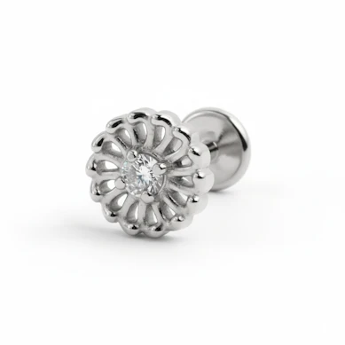 Labret delicat din titan cu floare