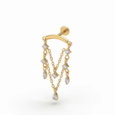 Labret din titan cu pandante tip candelabru