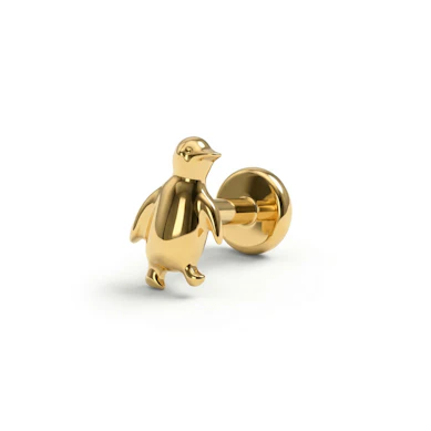 Labret din titan cu pinguin