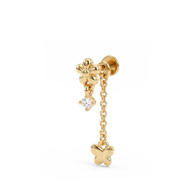 Labret cu floare și charm cu fluture