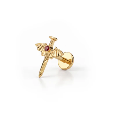 Labret din titan cu pumnal și aripi de liliac