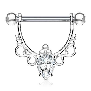 Scut de sân cu model filigran și piatră în formă de pară