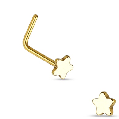L shaped nose stud with star