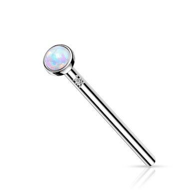 Stud de nas fishtail din aur de 14k cu piatră încrustată opal
