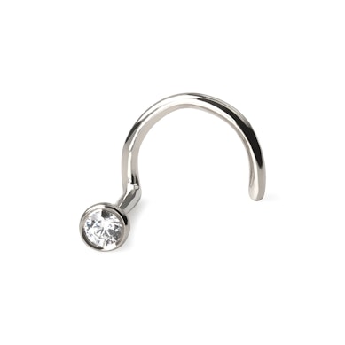 Surub nazal din aur de 14k cu piatra incastrata