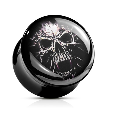Plug de ureche acrilic cu craniu