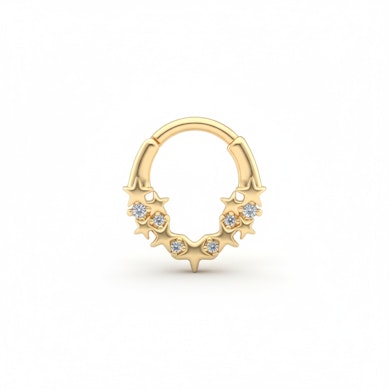 Cercel orientat spre față cu stele și pietre