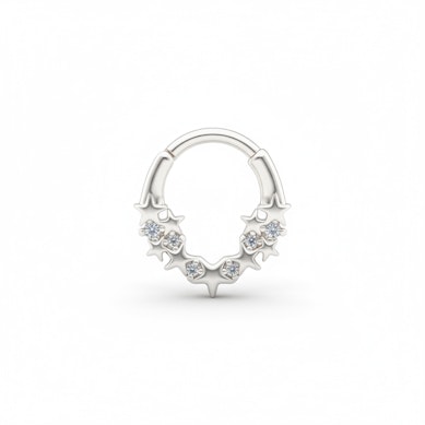 Cercel orientat spre față cu stele și pietre