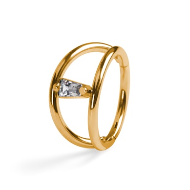 Cercel dublu din titan cu piatră interconectată