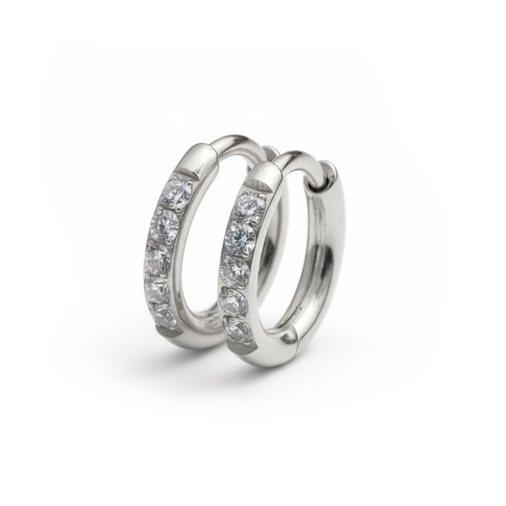 Pereche de cercei huggie cu pietre