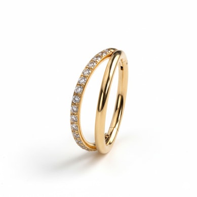 Cercel dublu din titan cu pietre pe o bandă