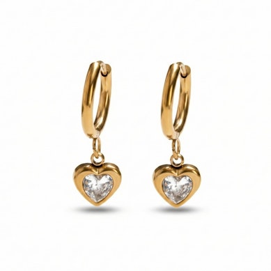 Pereche de cercei cu pandant inimă