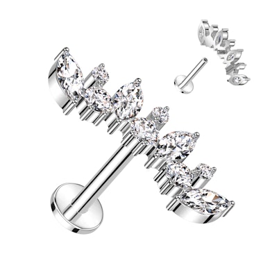 Labret din titan cu pietre cu tăietură marchiză și rotundă