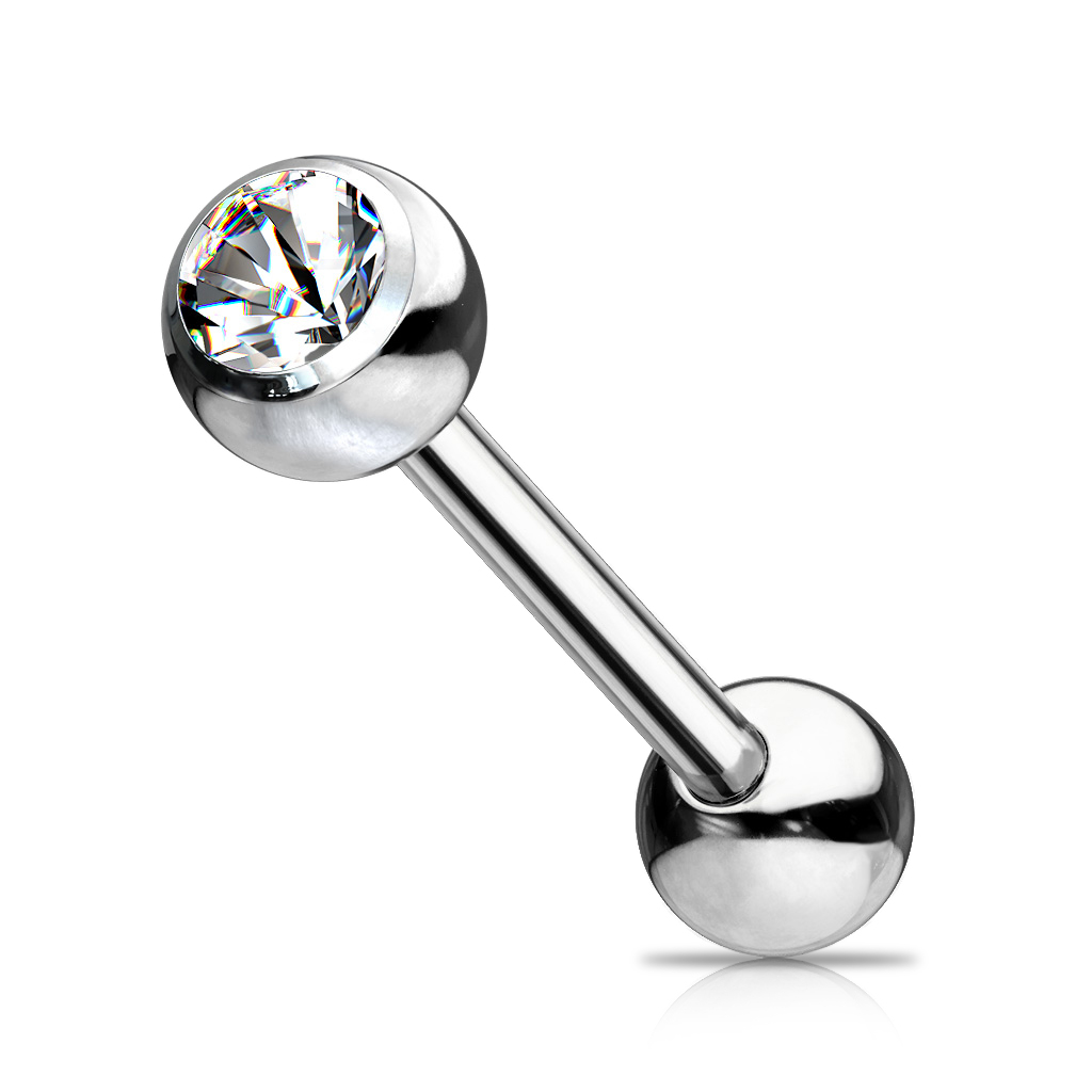 Cercel de limbă din titan cu piatră încrustată