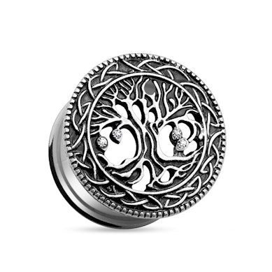 Tunel de ureche din oțel chirurgical cu copacul vieții