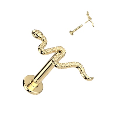 Labret push-in din aur de 14 ct cu șarpe