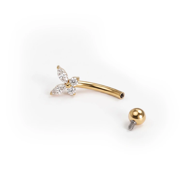Barbell curbată din titan cu fluturaș