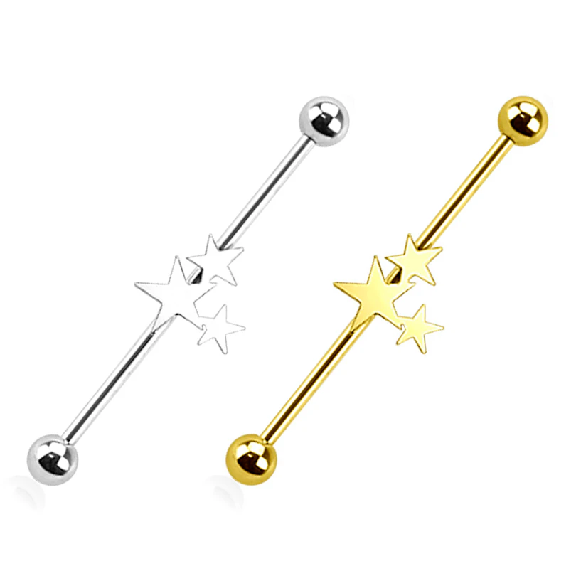 Piercing industrial cu 3 steluțe
