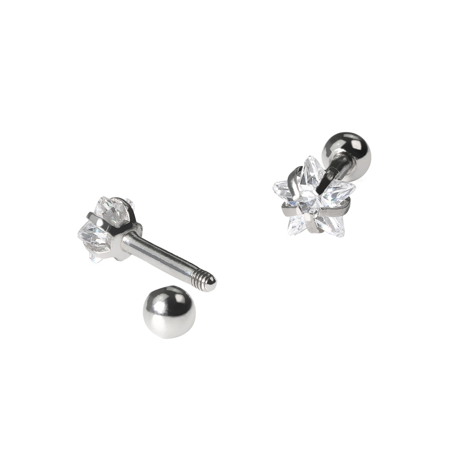Set piercing-uri pentru ureche cu piatră în formă de stea