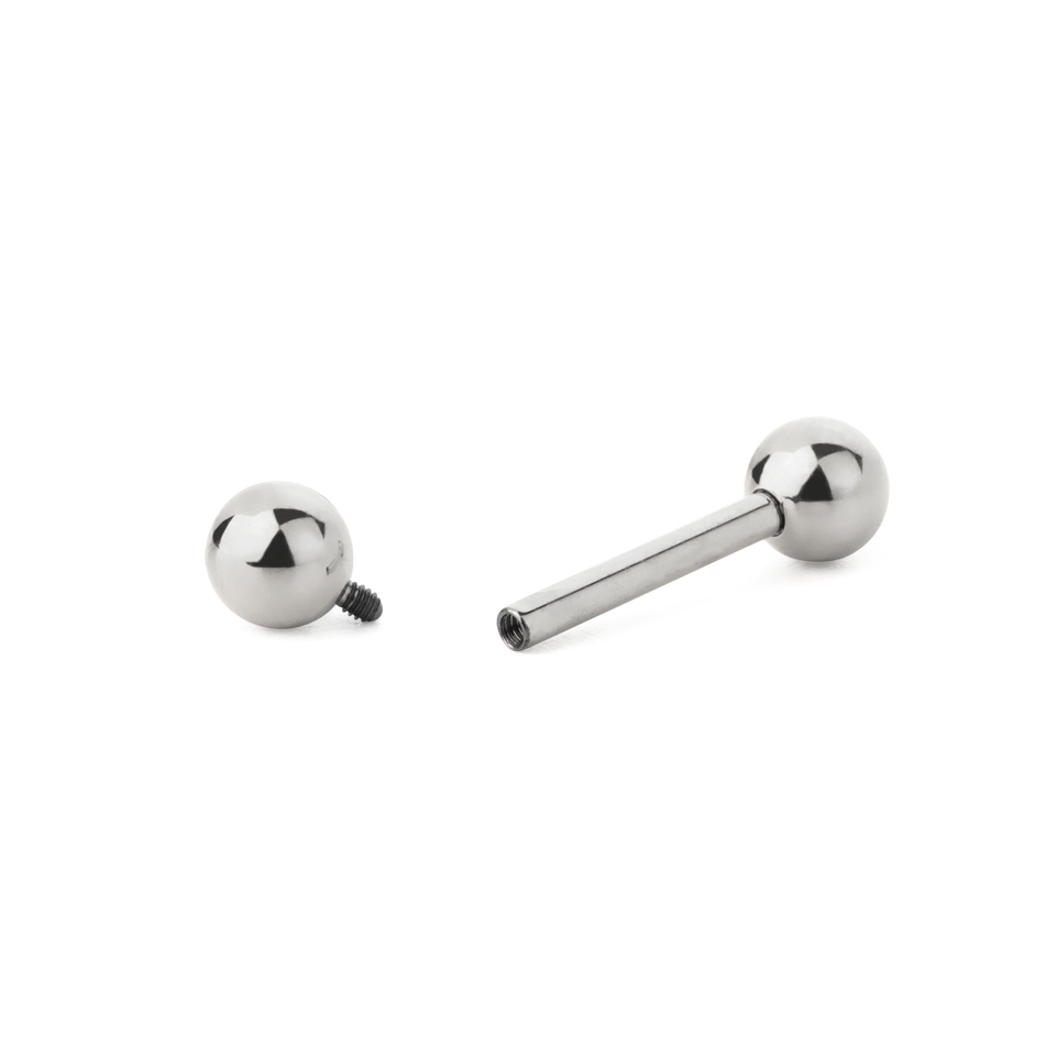Tijă piercing dreaptă din titan cu filet interior