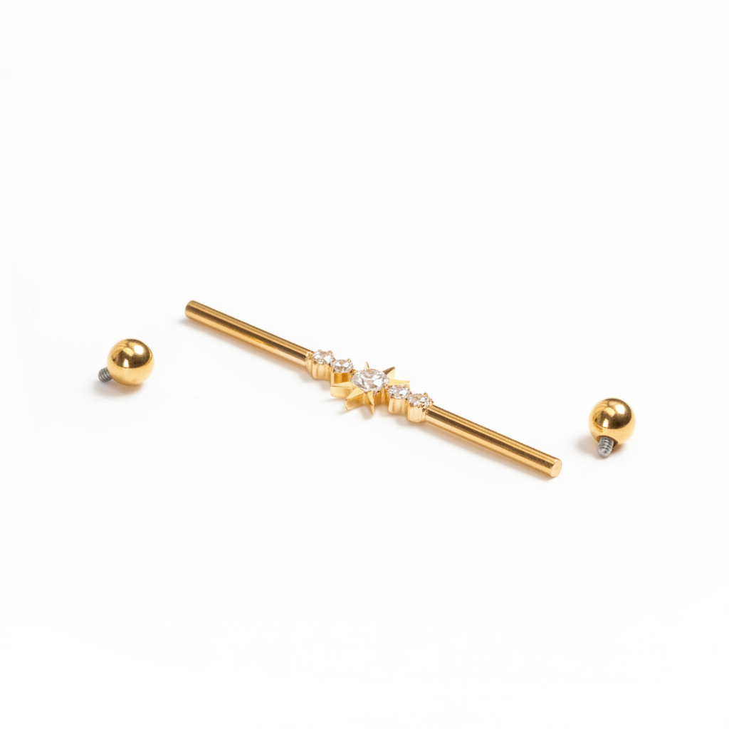 Barbell industrial din titan cu stea centrală și pietre