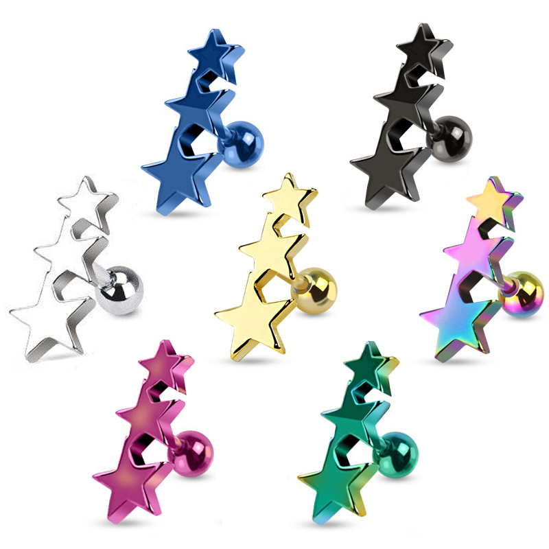 Cercel de ureche cu un rând de trei stele