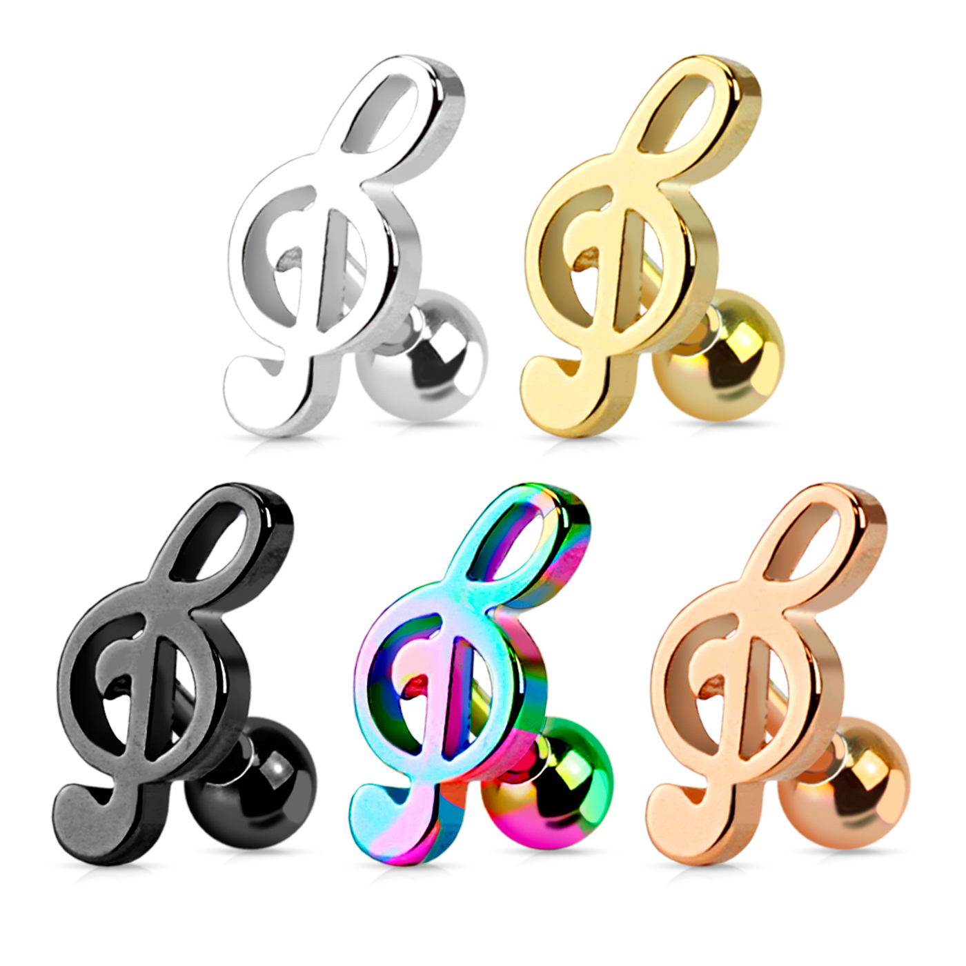 Barbell pentru tragus cu model cheia sol