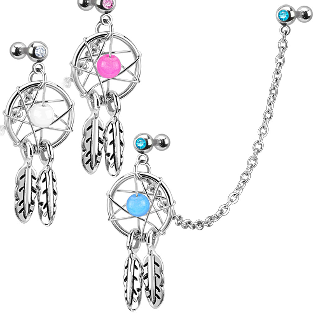 Barbell pentru tragus și helix cu dreamcatcher