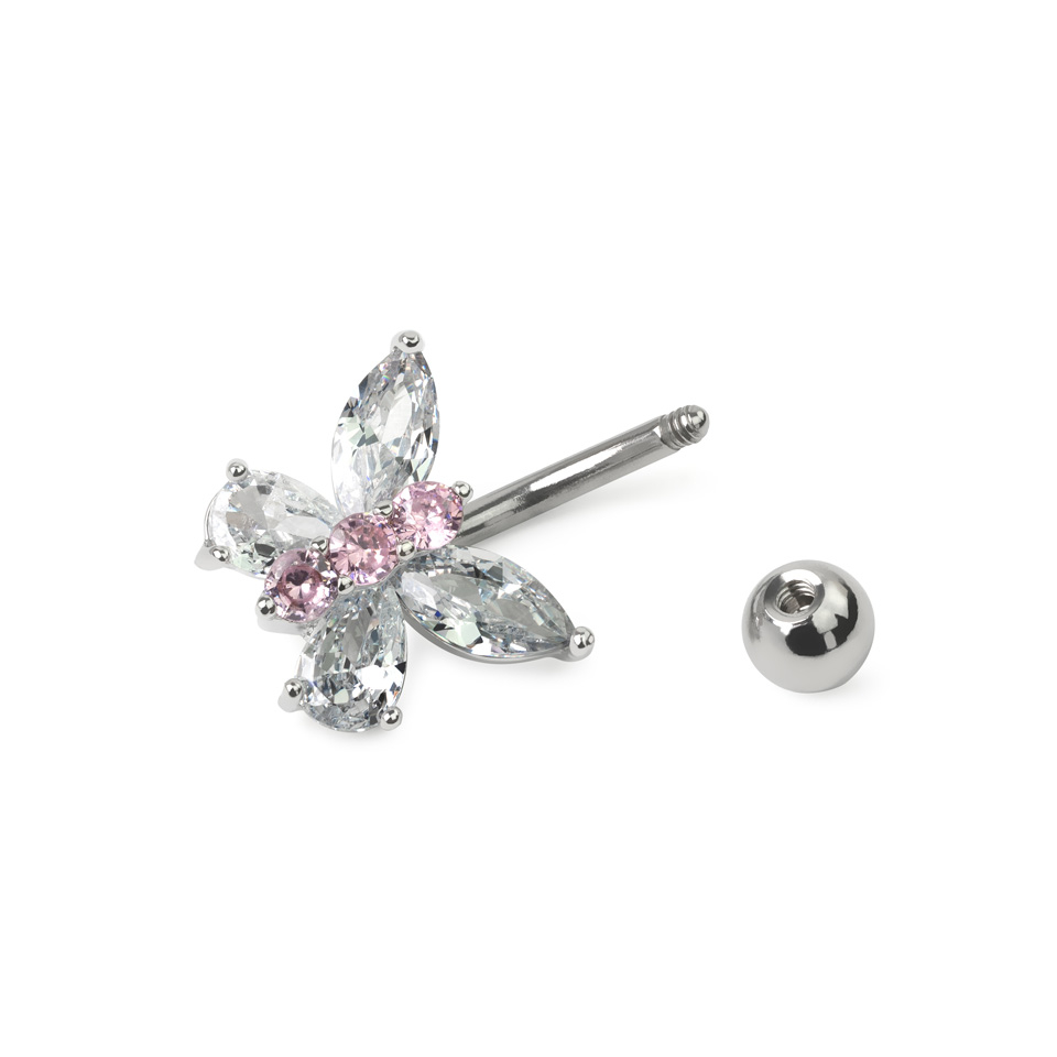Piercing de buric cu fluturasi din cristale