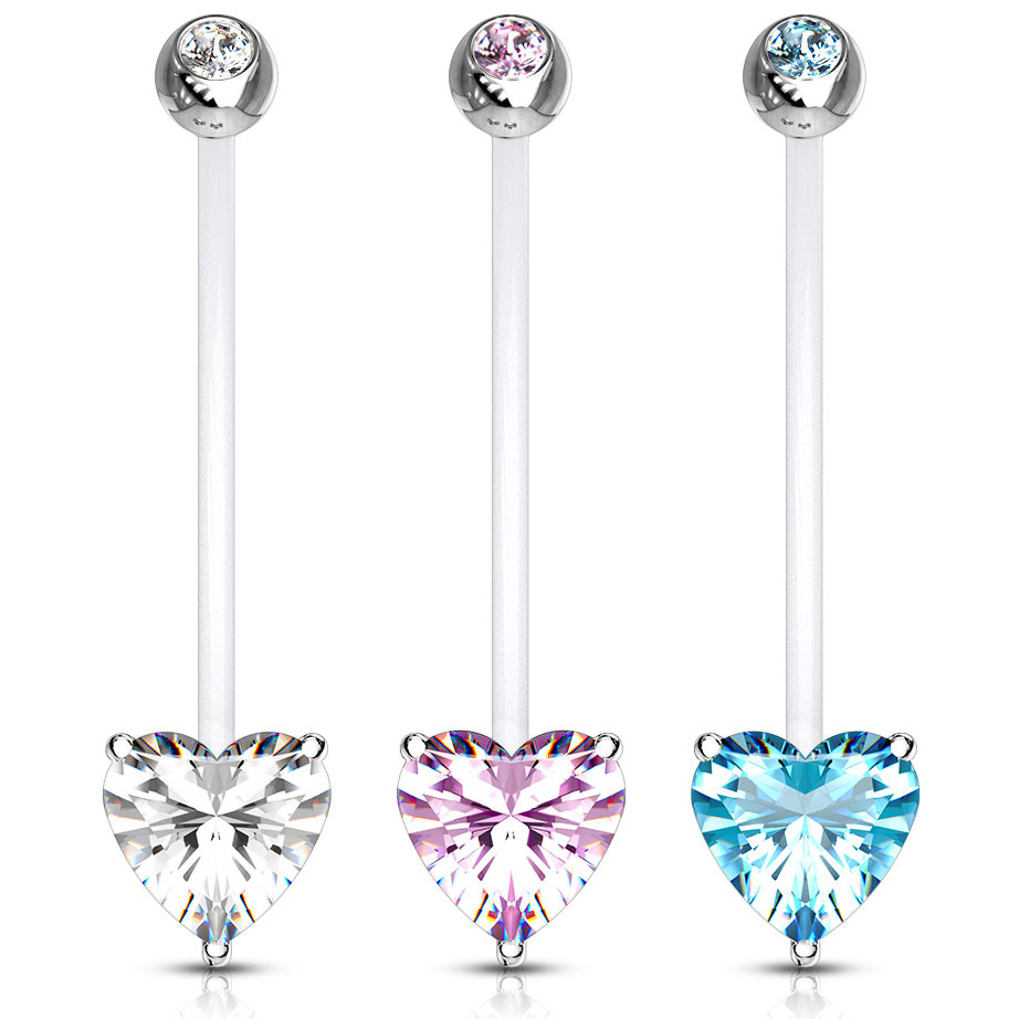 Cercel de buric pentru gravide din PTFE cu piatră inimă