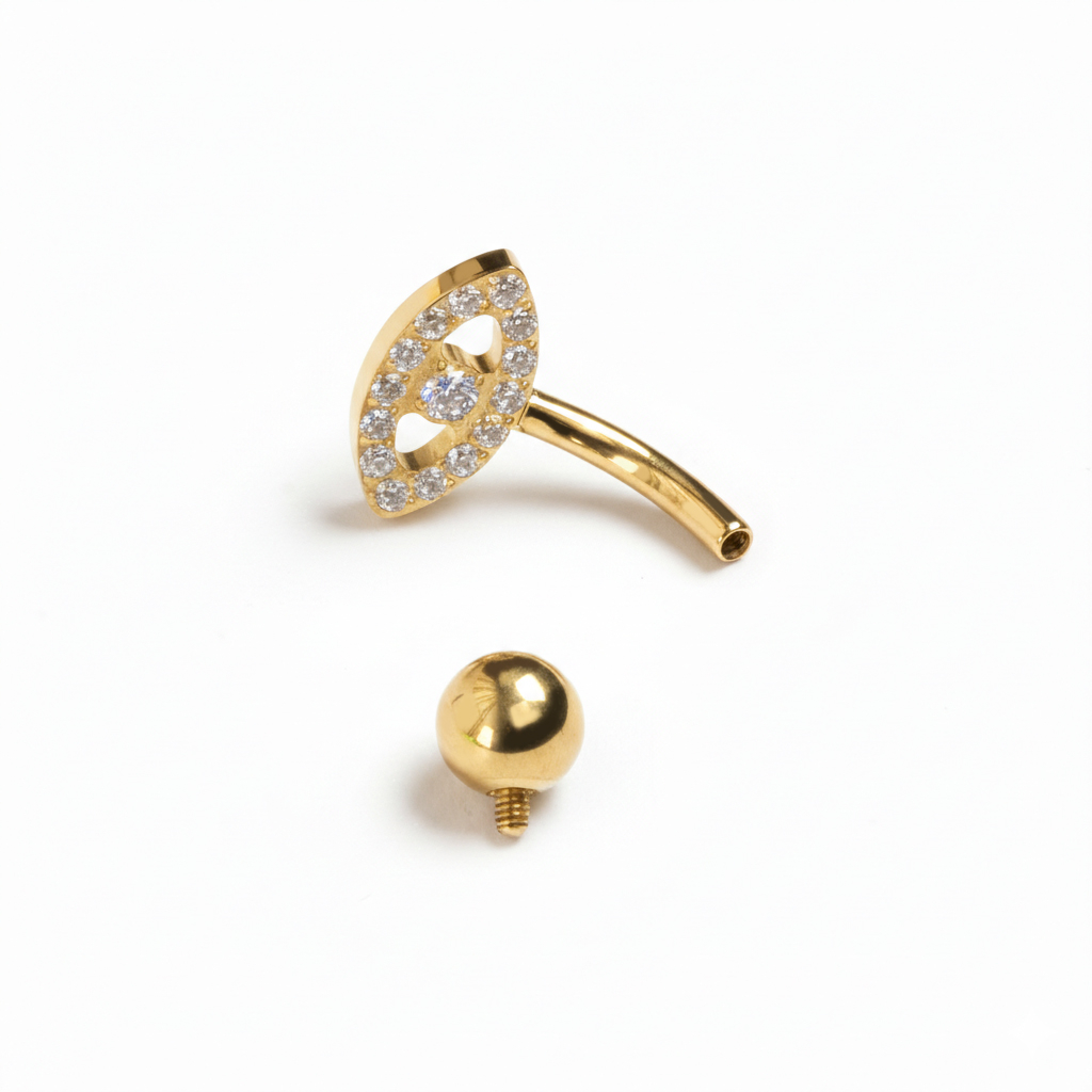 Cercel de buric din titan cu ochi turcesc