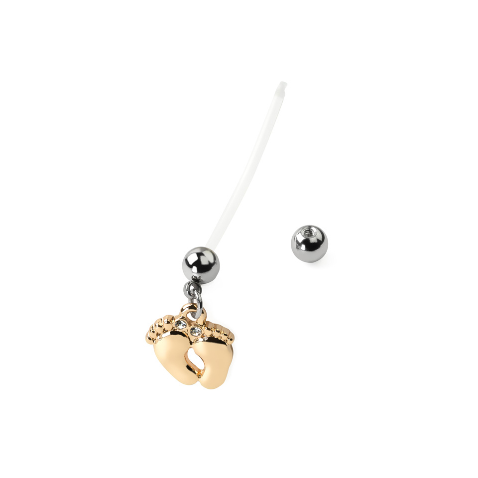 Cercel de buric pentru femei gravide cu picioruș de copil strălucitor