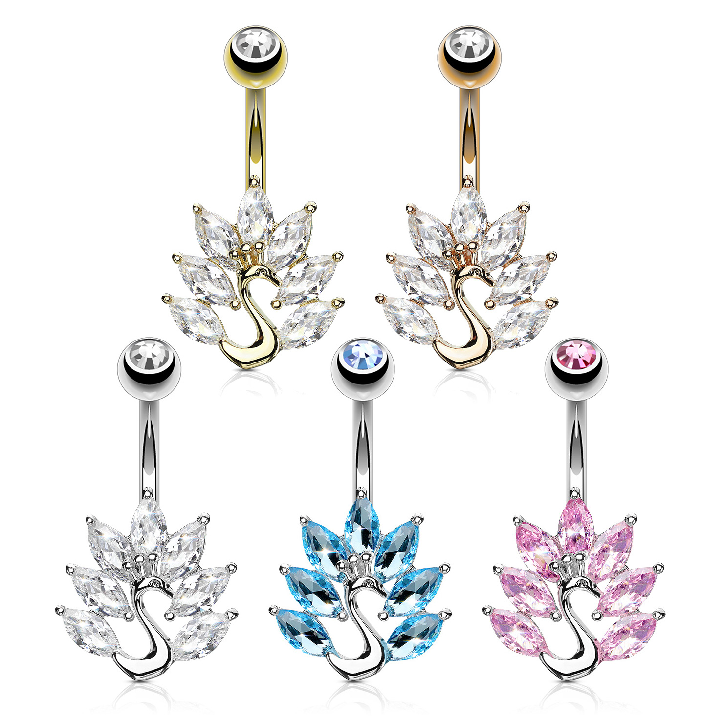 Piercing de buric cu model paun