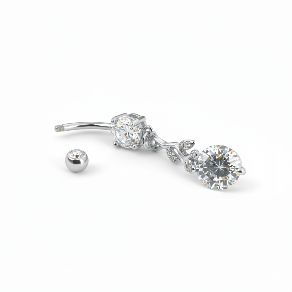 Cercel de buric cu pandantiv ramificat și pietre