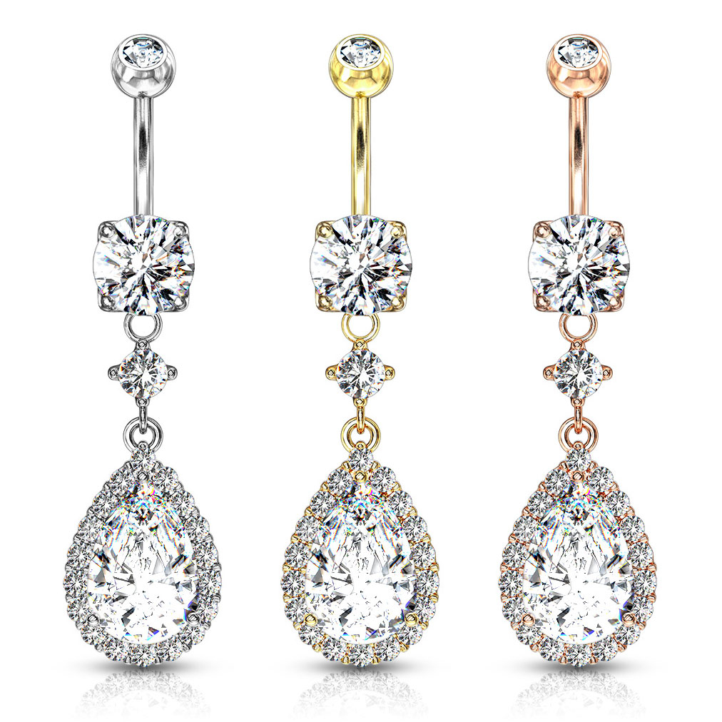 Cercel de buric cu pandantiv în formă de picătură