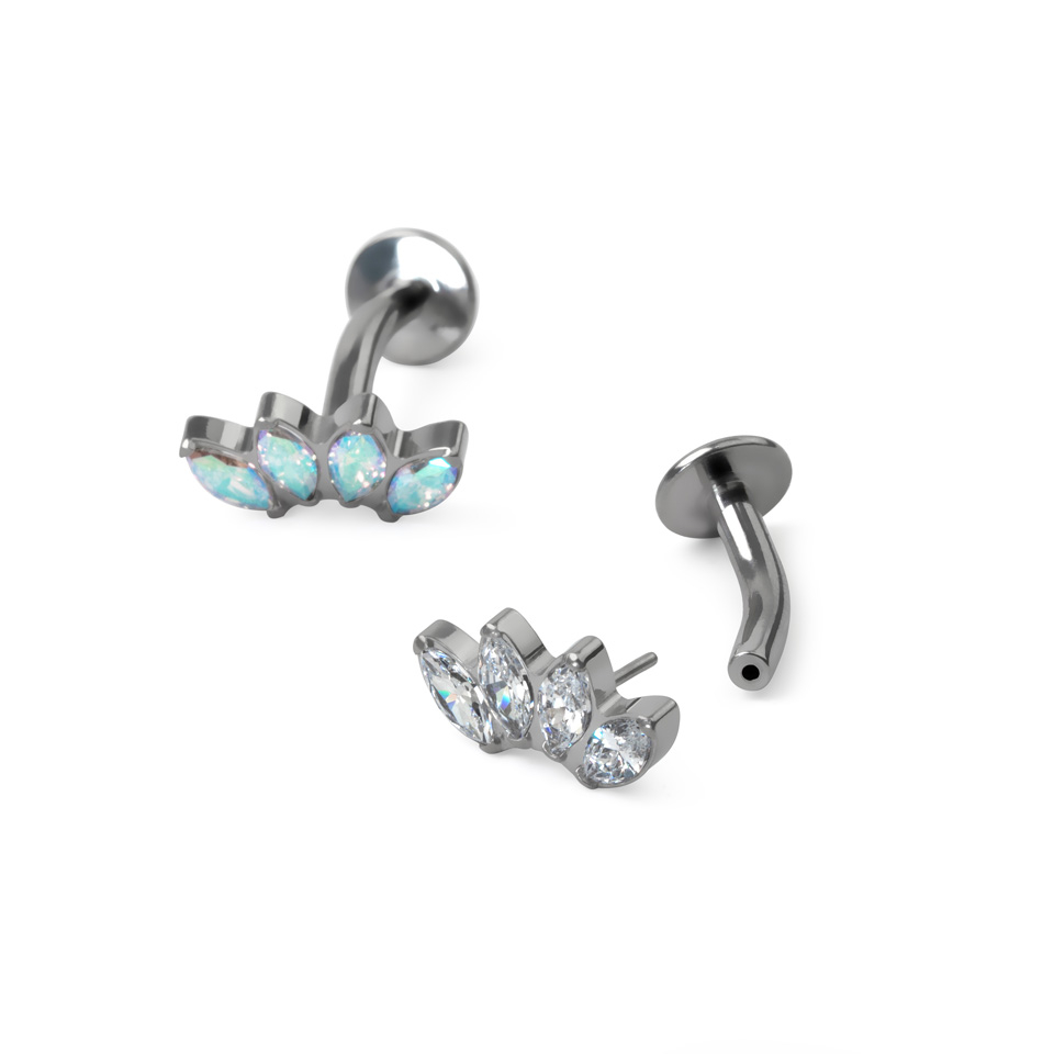 Piercing de buric din titan cu pietre în model marchiză